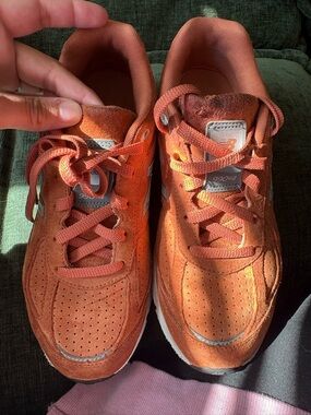 New Balance orange suede 990v4 sneakers